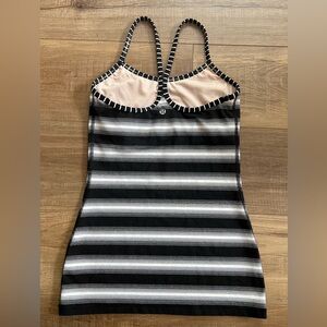 Lululemon Power Y Tank *Luon Capilano Stripe Black White Size 4